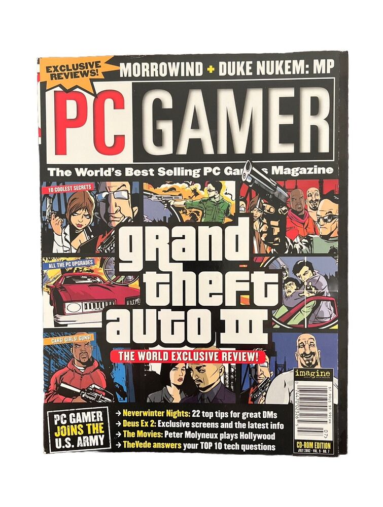 Vintage Collectable PC GAMER Magazine #99 July 2002 - Grand Theft Auto III