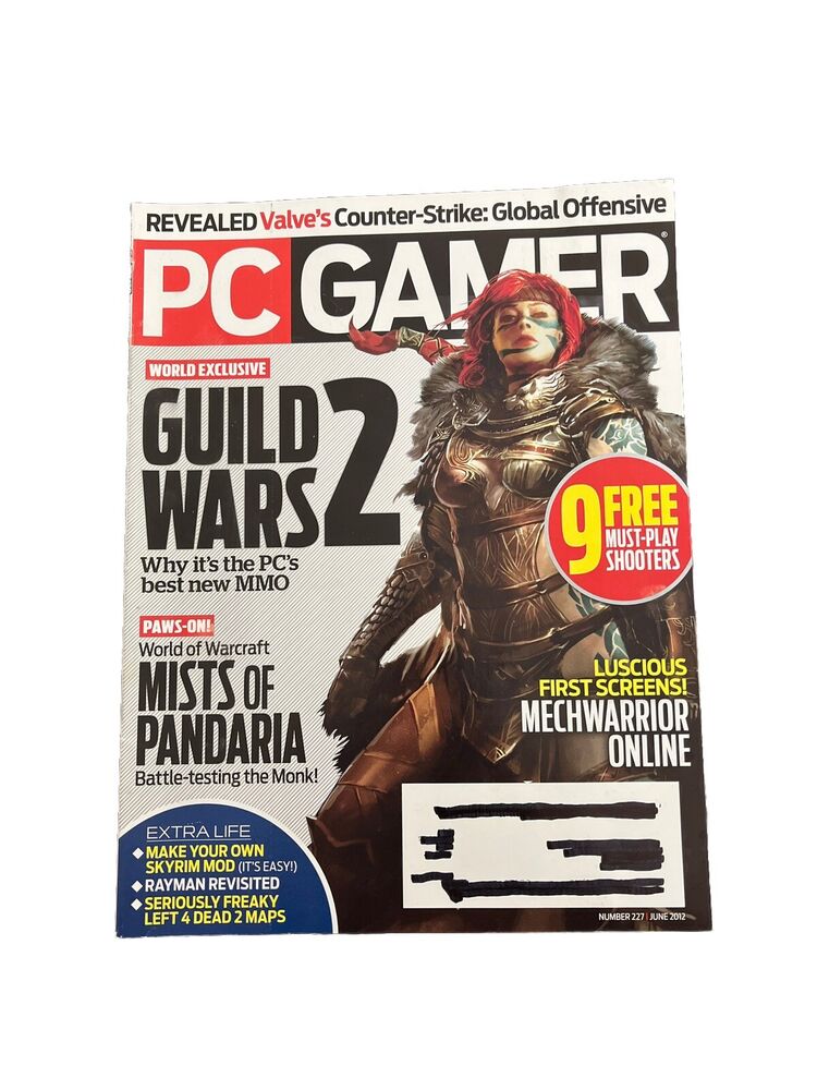 JUNE 2012 #227 PC GAMER Vintage Computer video game magazine - GUILD WARS 2