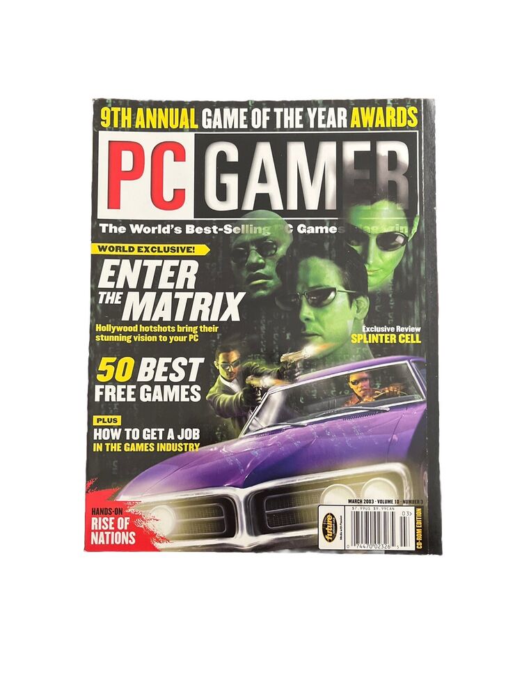 MARCH 2003 #108 PC GAMER Antique Computer video game magazine - ENTER THE MATRIX