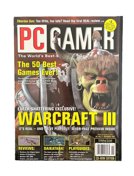 Collectable Vintage PC GAMER Magazine Vol.6 No.11 November 1999 - Warcraft III