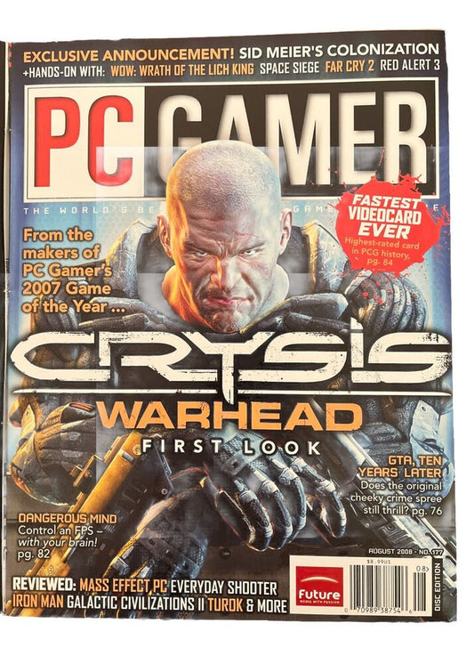 AUGUST 2008 PC GAMER #177 video game magazine DEATH OF PC GAMING CRYSIS Demo