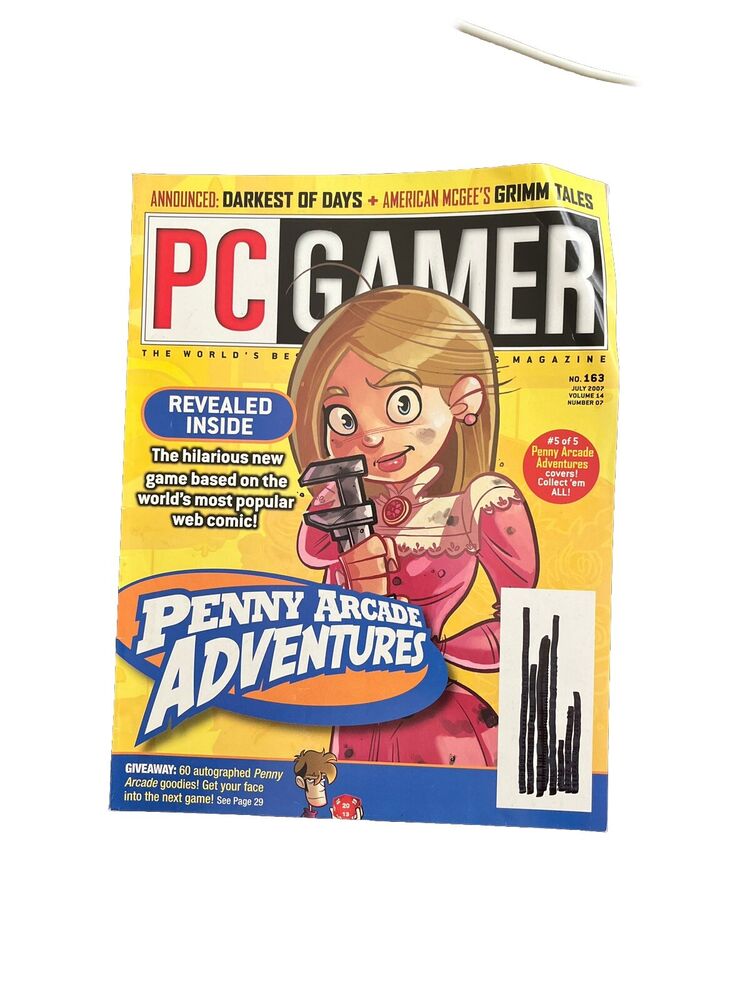 PC Gamer #163 July 2007 Video Game Magazine Penny Arcade Adventures N Demo Disc