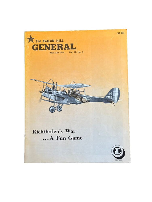 Avalon Hil General Antique Collectable Game Magazine Vol. 11 #6 Richthofen's War