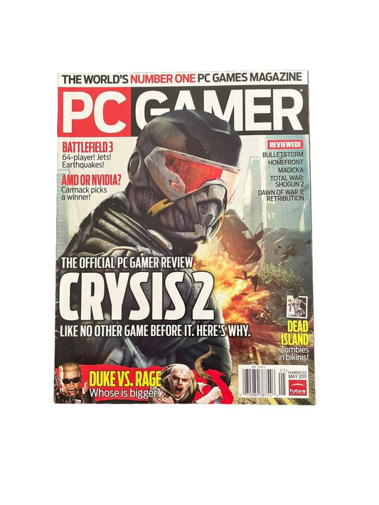 May 2011 #213 PC Gamer Antique Video Game Magazine Crysis 2 Battlefield 3