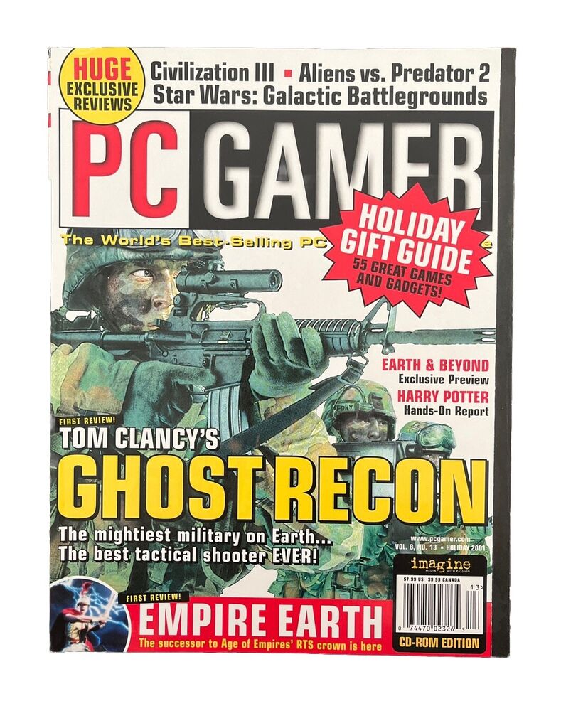 Vintage Collectable PC GAMER Magazine #92 Holiday 2001 -Tom Clancy’s Ghost Recon