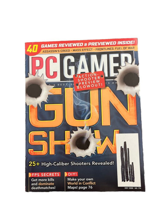 MAY 2008 PC GAMER #174 Antique video game magazine - GUN Show - Demo Disc