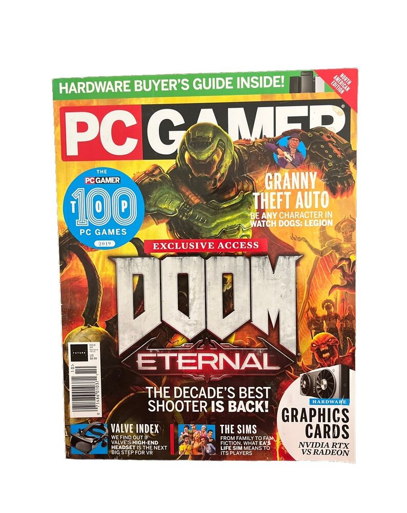 PC Gamer Video Game Computer Game Magazine #322 Doom Eternal October 2019