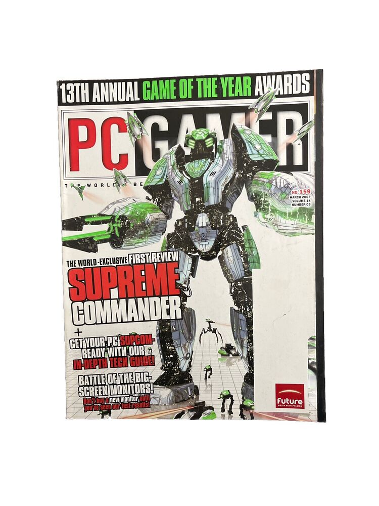 #159 MARCH 2007 PC GAMER video game magazine SUPREME COMMANDER With Demo Disc