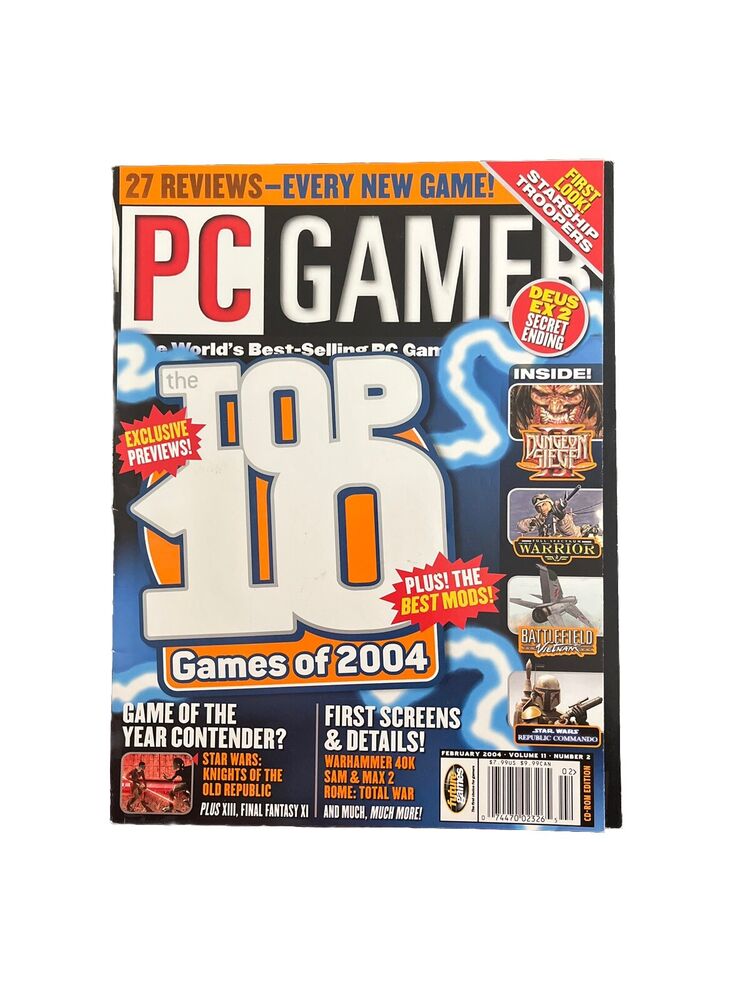 PC Gamer Video Game Magazine February 2004 Volume 11 #2 Top Ten Games of 2004