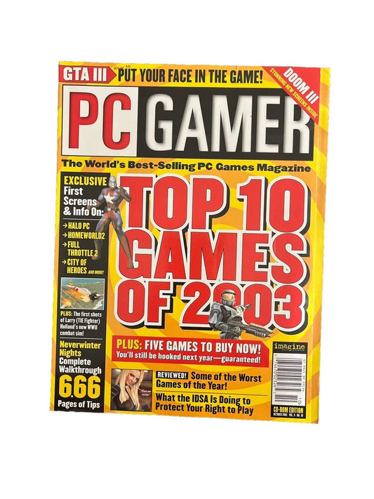 PC Gamer video Game Computer Magazine Oct 2002 Top 10 Games of 2003 Vol.9 No.10