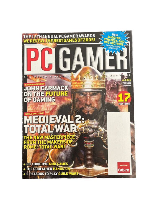 MARCH 2006 PC GAMER #147a Antique video game magazine - MEDIEVAL 2: TOTAL WAR