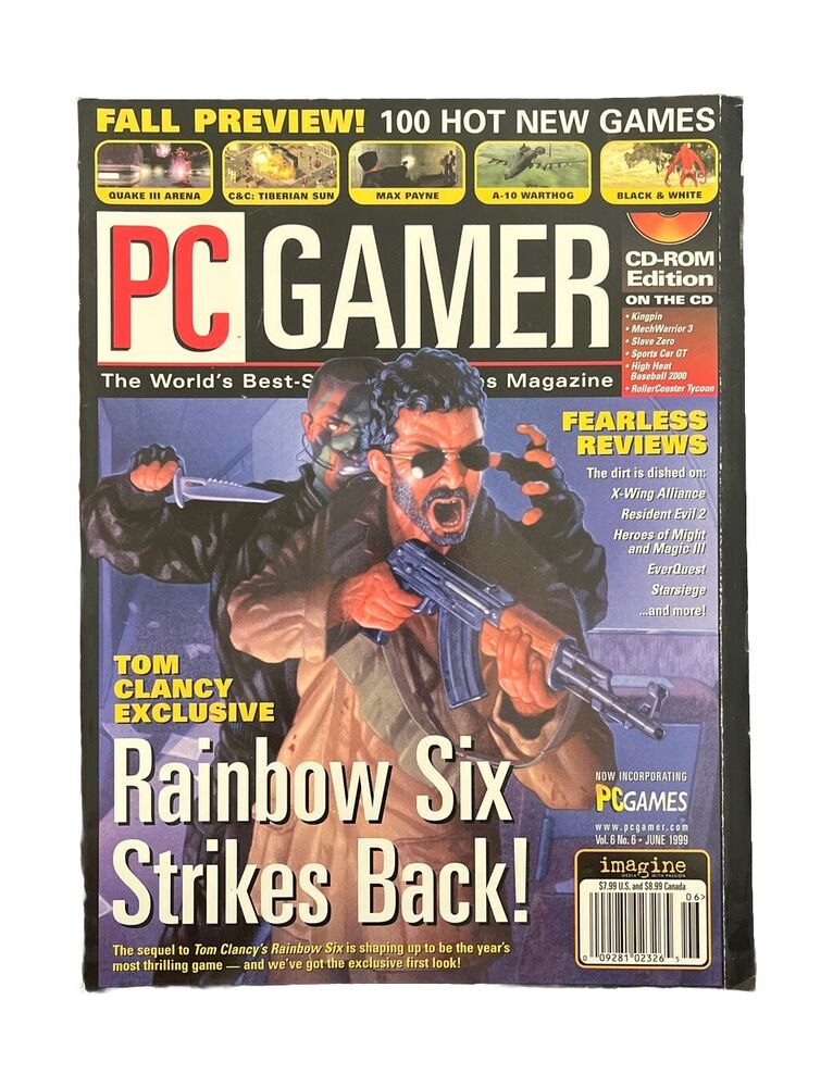 Vintage PC GAMER Magazine Vol.6 No.6 June 1999 - Rainbow Six Strikes Back!