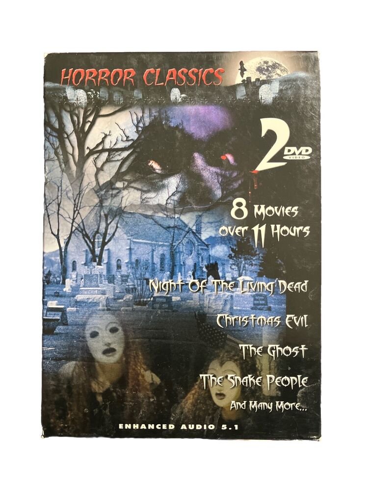 Vintage Horror Classics 2 DVD Set 8 Movies Christmas Evil, Night Of Living Dead