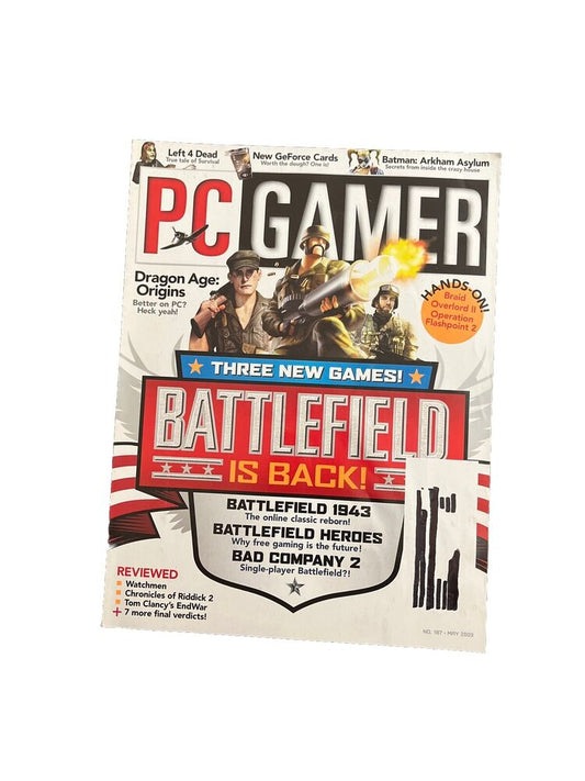 MAY 2009 PC GAMER #187 Antique Video game magazine - BATTLEFIELD - Demo Disc