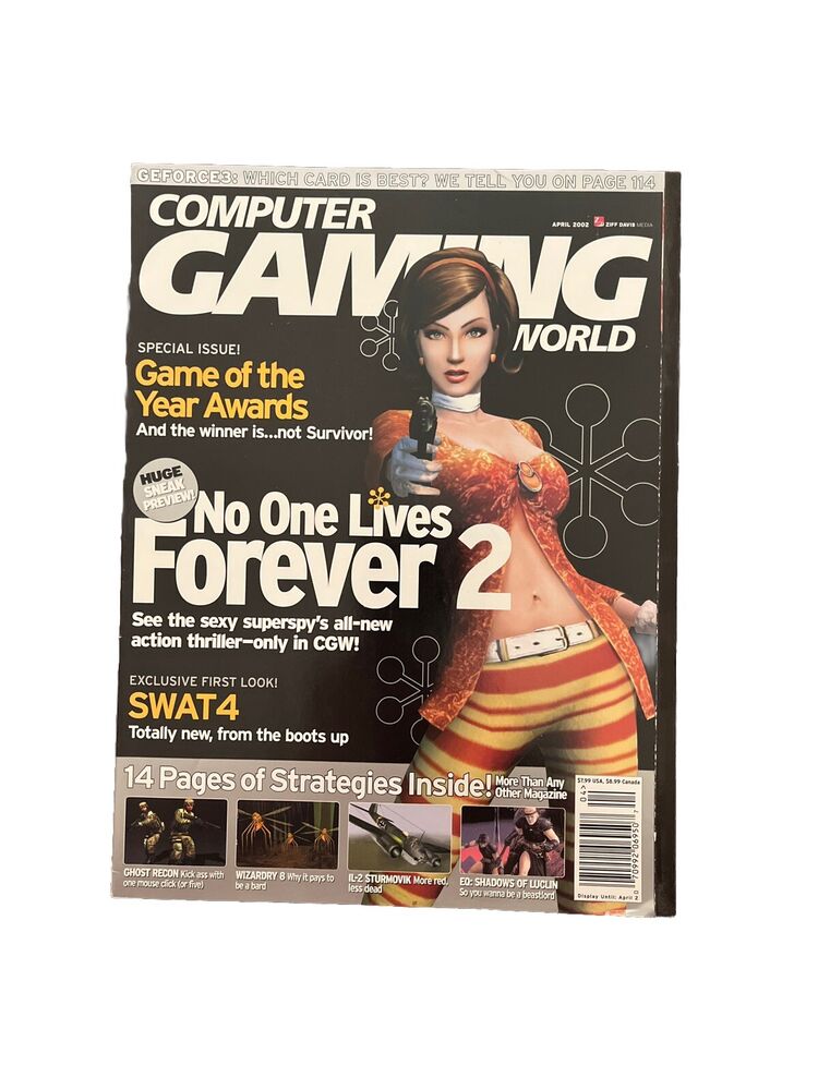 Computer Gaming World Video Game Magazine April 2002 #213 No One Lives Forever 2