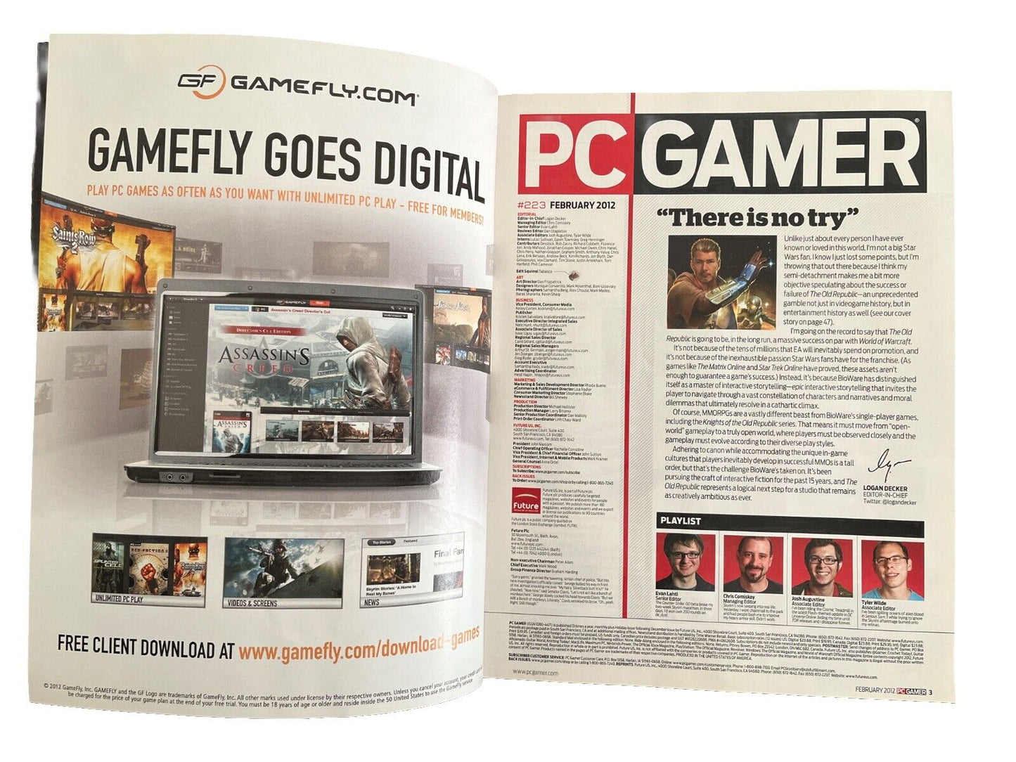 FEBRUARY 2012 PC GAMER #223 video game magazine - STAR WARS THE OLD REPUBLIC