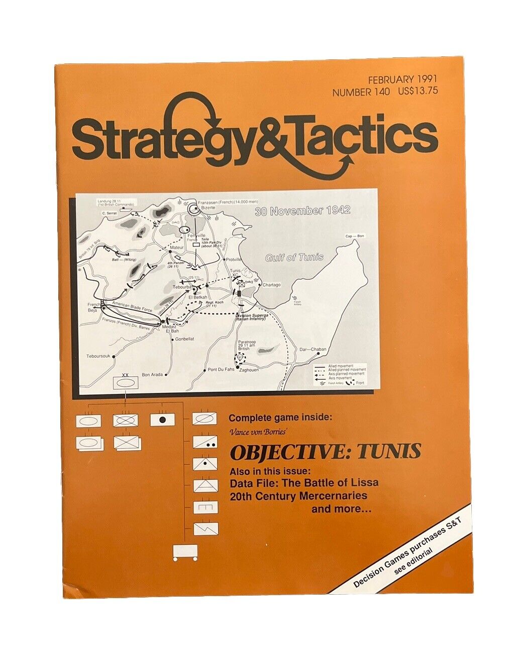 Strategy & Tactics Wargame Magazine #140 With Board Game - Objective: Tunis