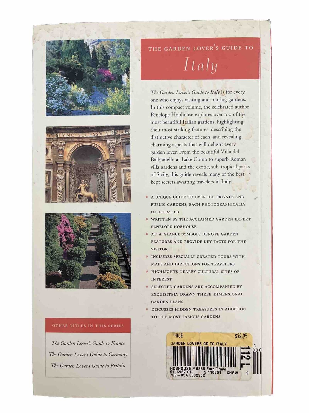 The Garden Lover's Guide to Italy by Penelope Hobhouse 1998