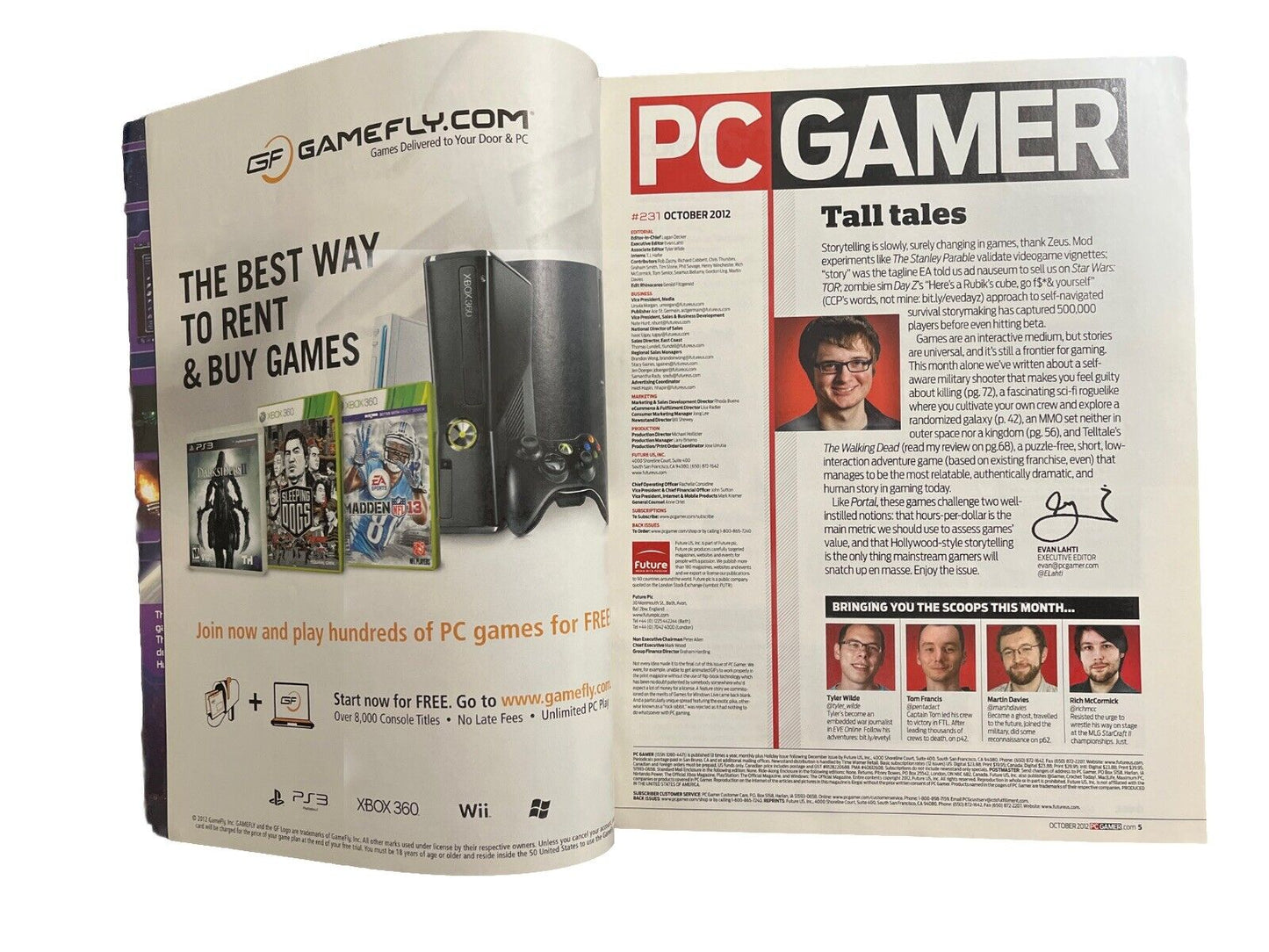 OCTOBER 2012 PC GAMER video game magazine - LEGENDS OF PEGASUS - BORDERLANDS 2