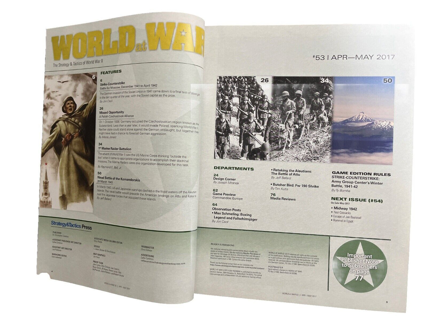 World At War Magazine With Complete Game #53 Apr-May 2017 - Battle for Moscow