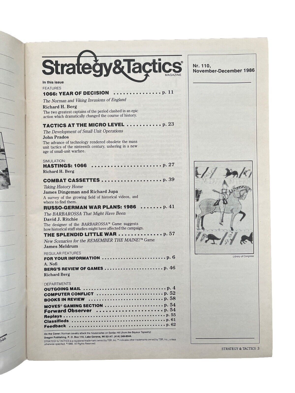 Strategy & Tactics Historical Wargame magazine Table Top Game Hastings, 1066