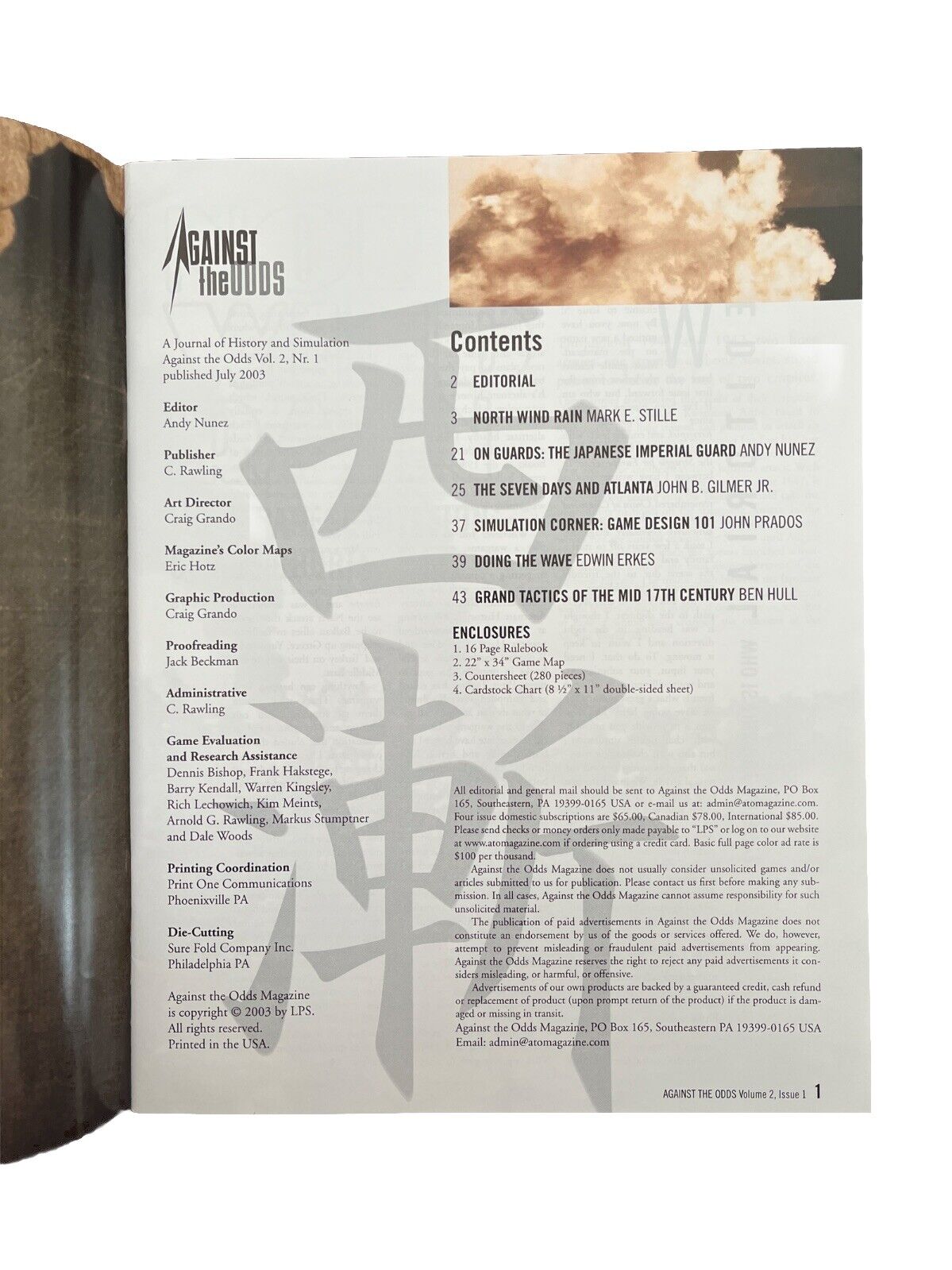 Collectable Against the Odds Wargame Strategy Magazine Vol.2 #1 North Wind Rain