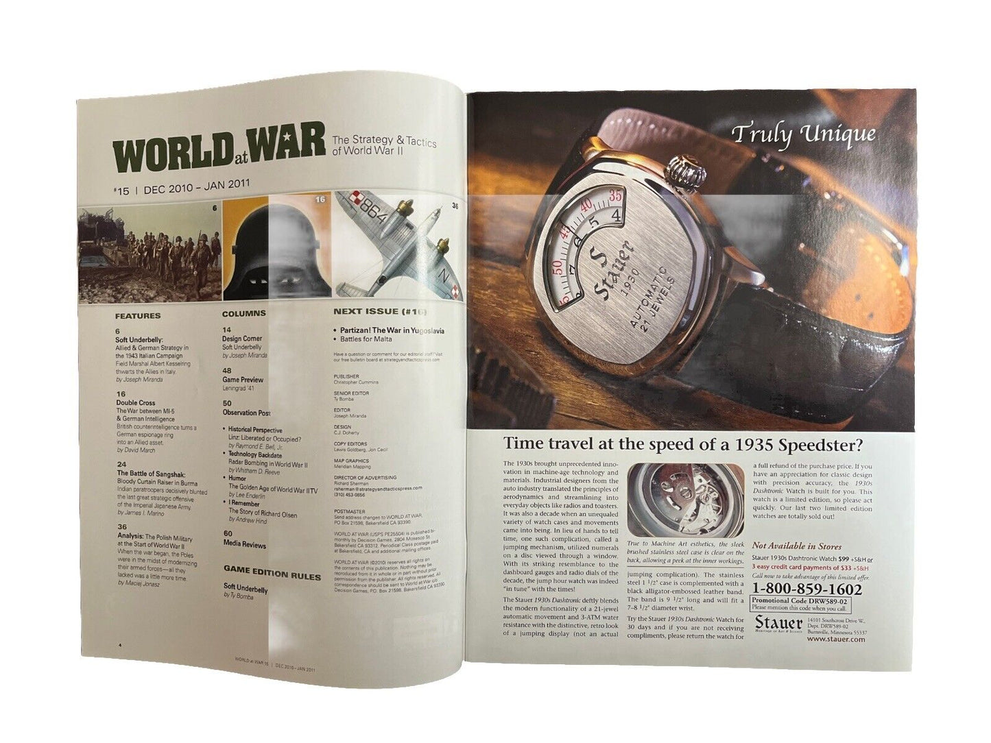 World At War Wargame Magazine #15 With Board Game - Soft Underbelly: Italy 1943