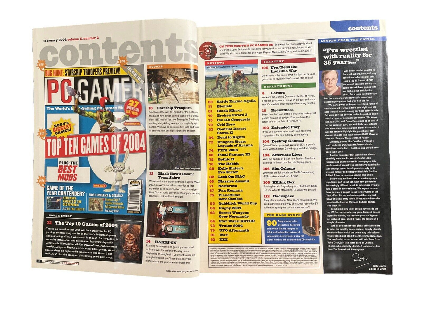 PC Gamer Video Game Magazine February 2004 Volume 11 #2 Top Ten Games of 2004