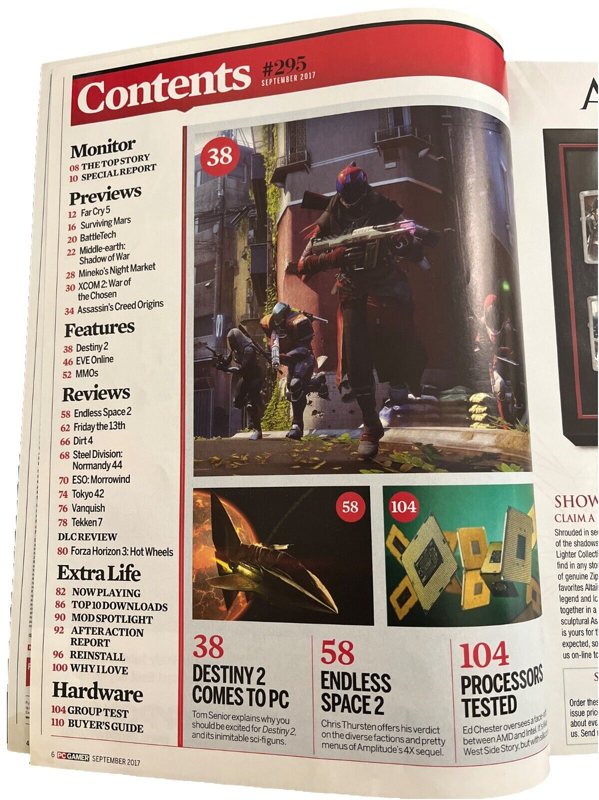 DESTINY 2 PC GAMER Computer Video Game Magazine SEPTEMBER 2017 ISSUE 295