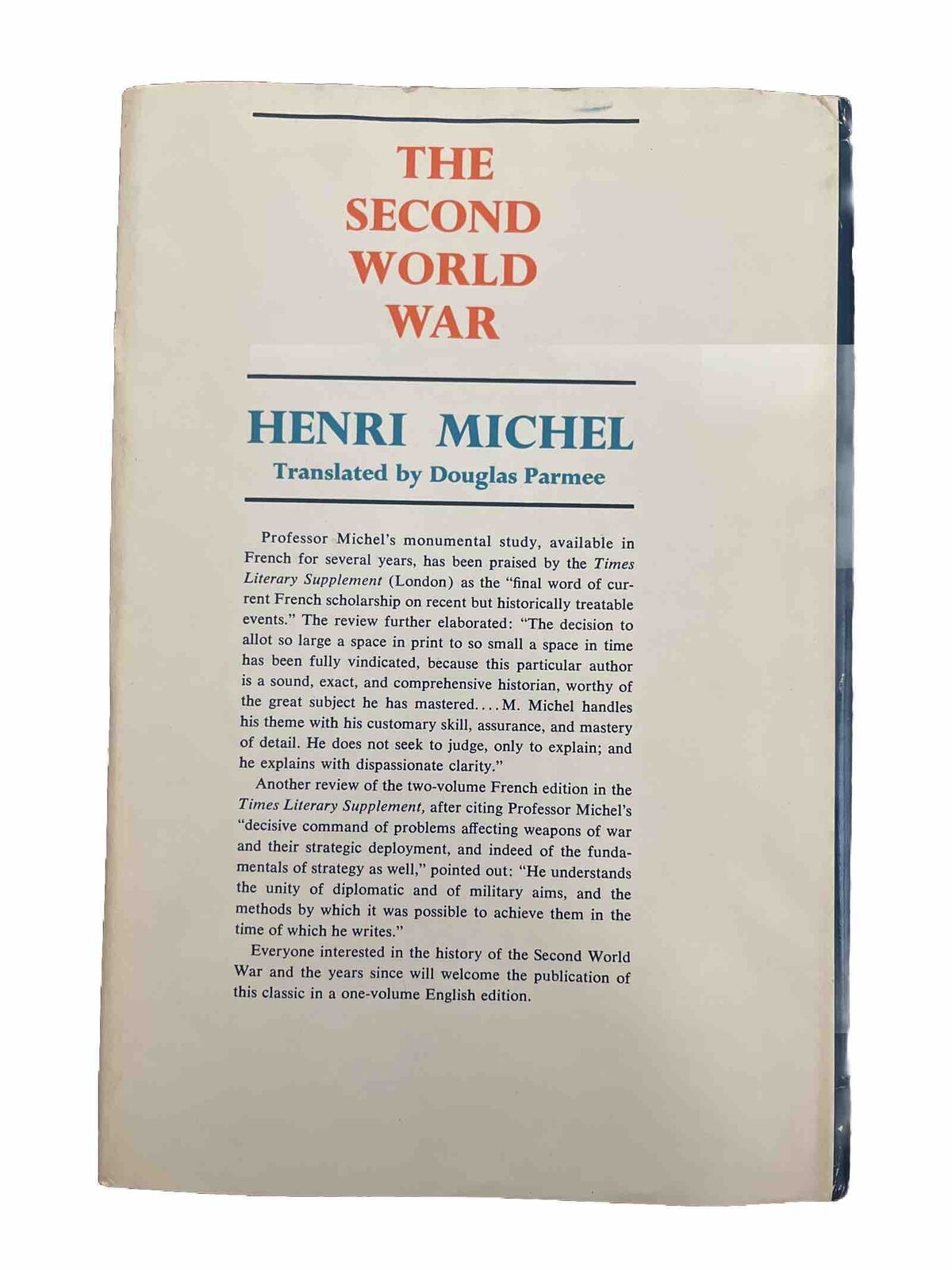 THE SECOND WORLD WAR Volume I by Henri Michel 1975