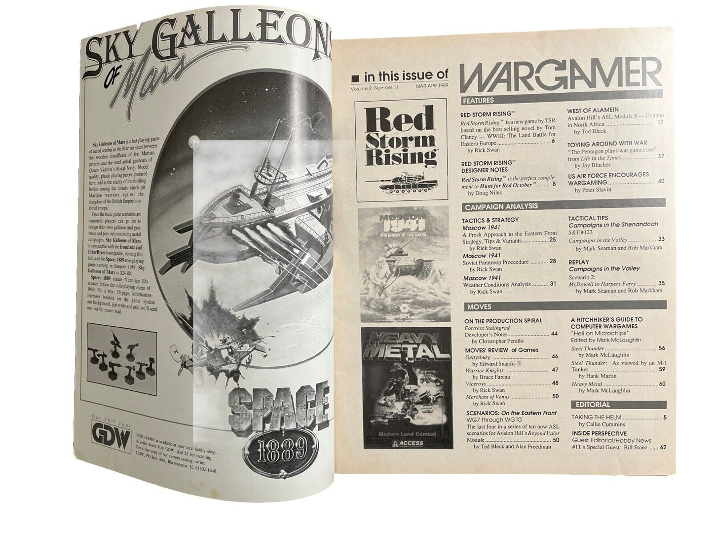 Collectable Vintage WARGAMER Magazine VOL.2 #11 Mar-Apr 1989 - Red Storm Rising
