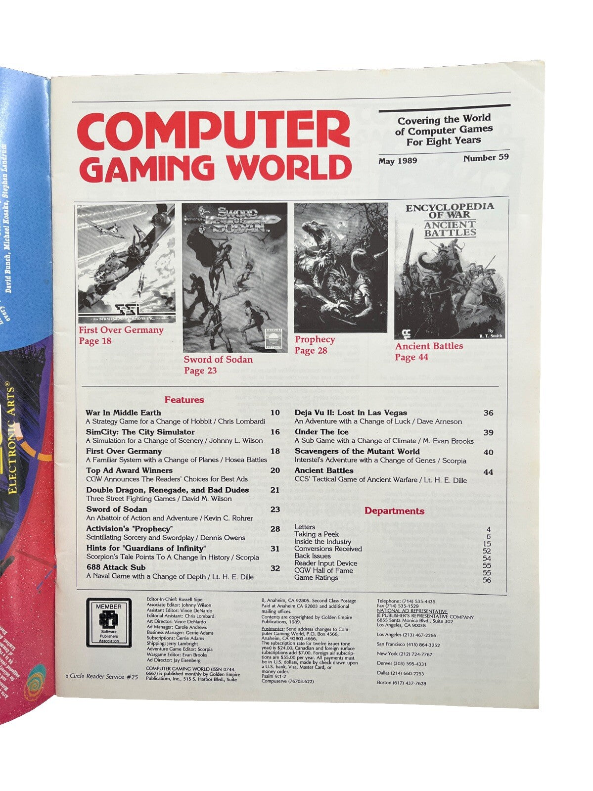 Computer Gaming World Adventure Games Magazine #59 1989 Activision’s Prophecy