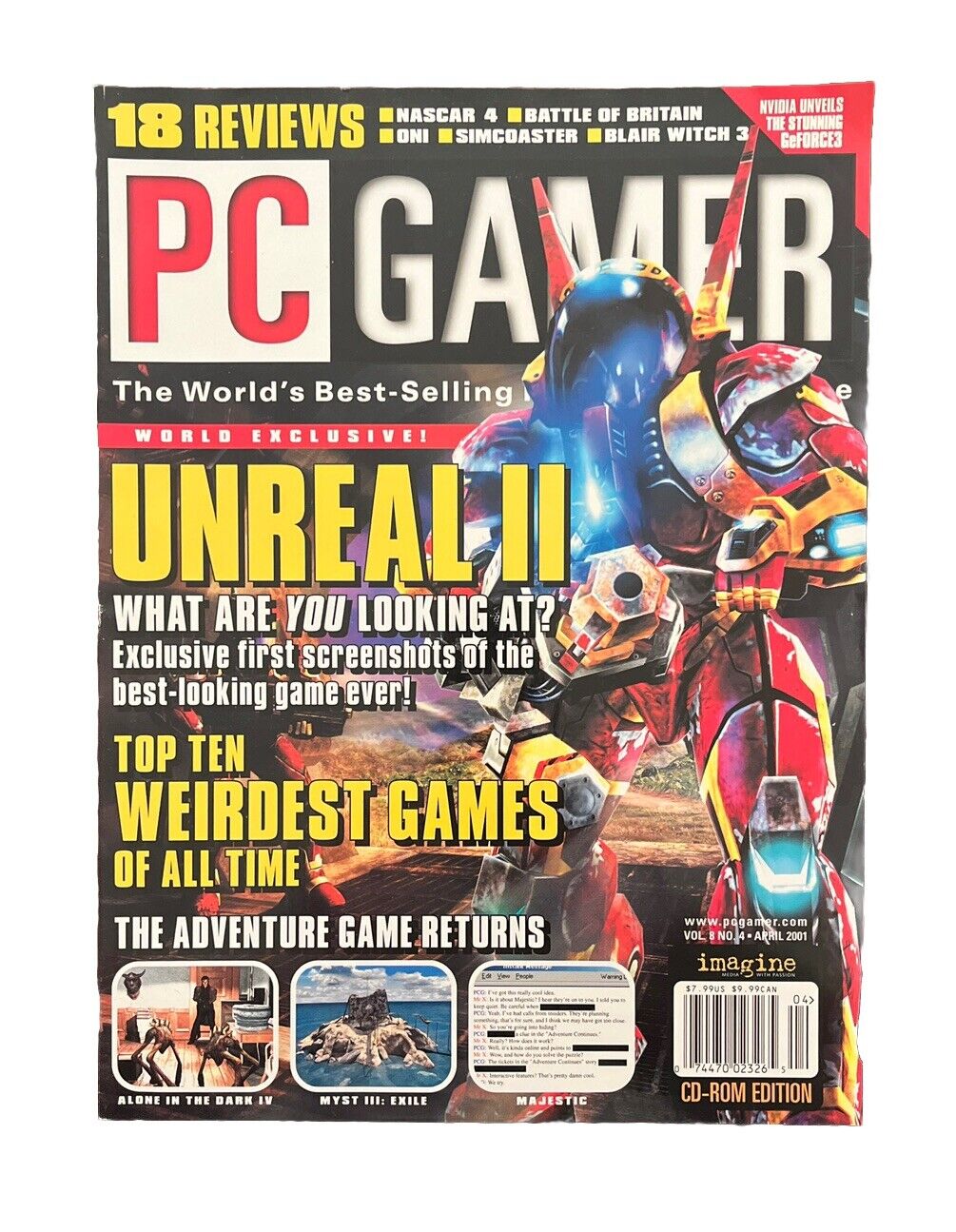 Vintage Collectable PC GAMER Magazine Vol.8 No.4 April 2001 - Unreal II