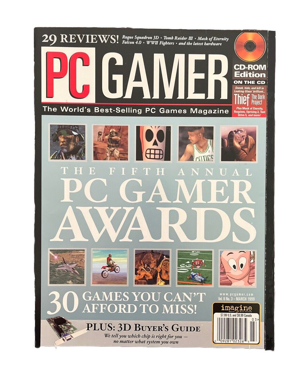 Vintage PC GAMER Magazine Vol.6 No.3 March 1999 The Fifth Annual PC Gamer Awards