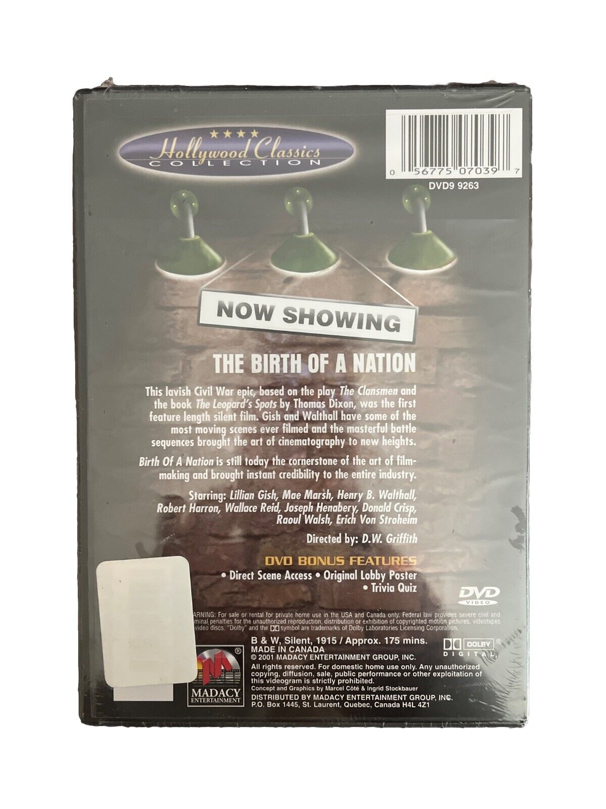 Collectable Vintage Movie The Birth of a Nation DVD 1915 Black and White