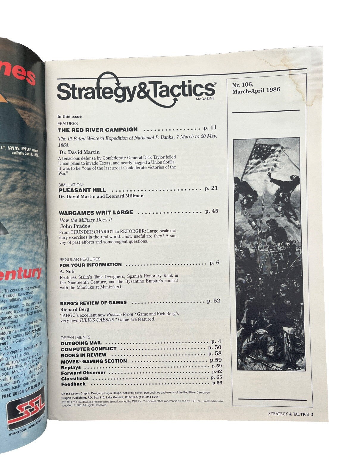 Strategy & Tactics Wargame Magazine #106 1986 The Battle of Pleasant Hill Game