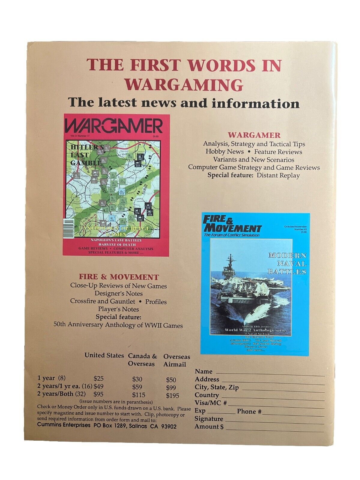 XTR Vintage Collectable Command Wargaming Magazine #6 Sept-Oct 1990 - Krim