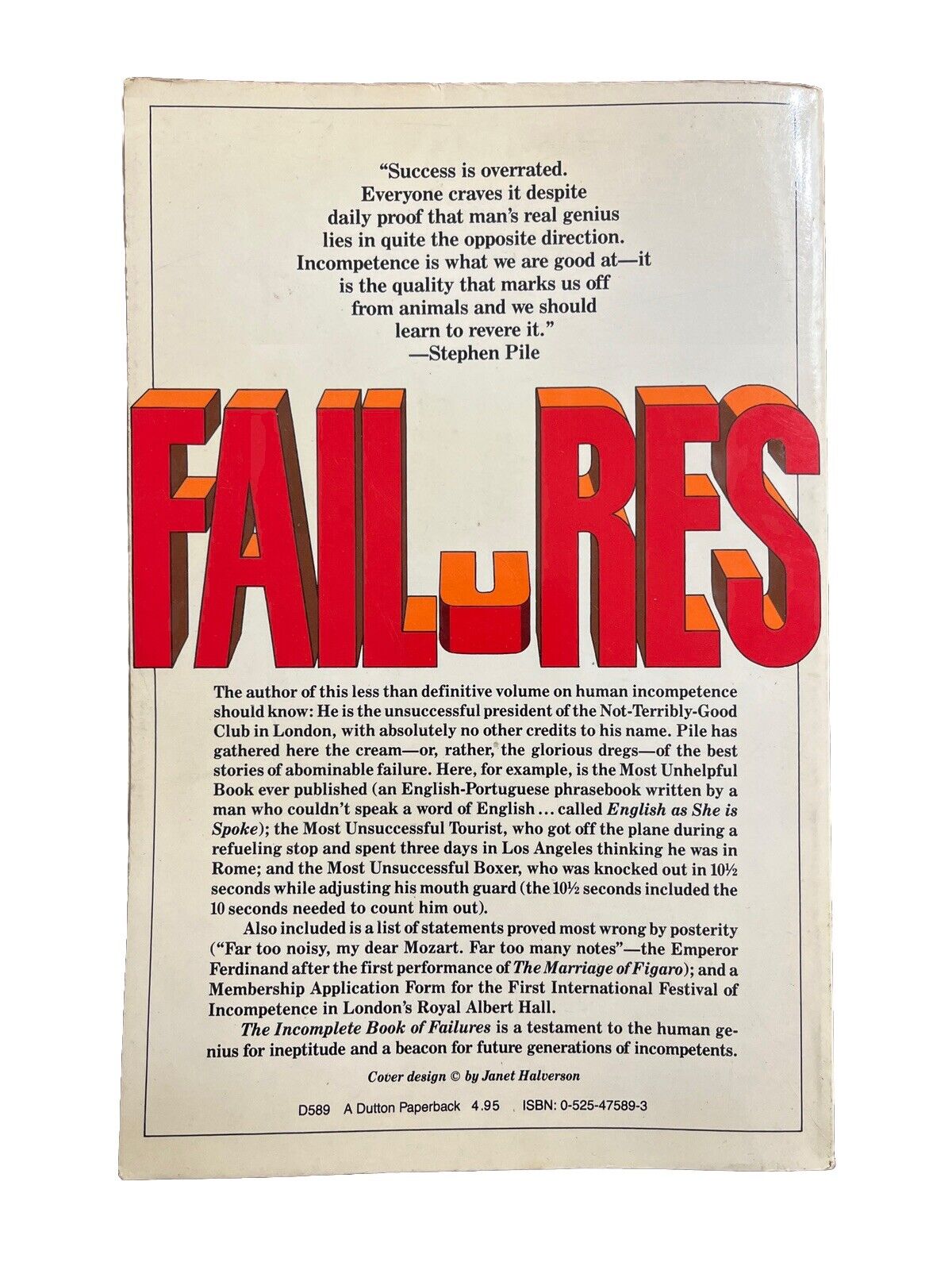 THE INCOMPLETE BOOK OF FAILURES: THE OFFICIAL HANDBOOK By Stephen Pile