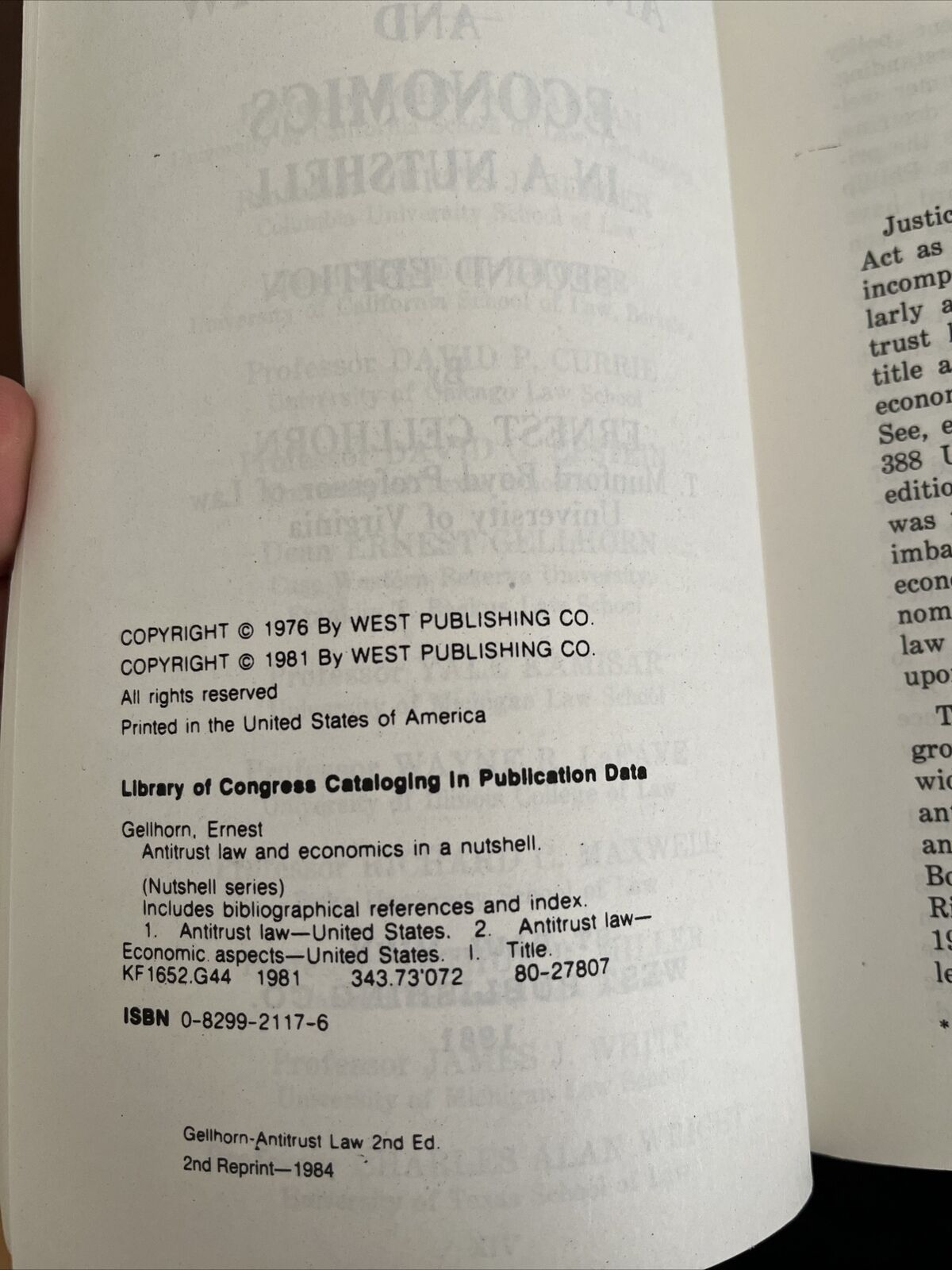 Nutshell Ser.: Antitrust Law and Economics by Ernest Gellhorn (1981, Hardcover)
