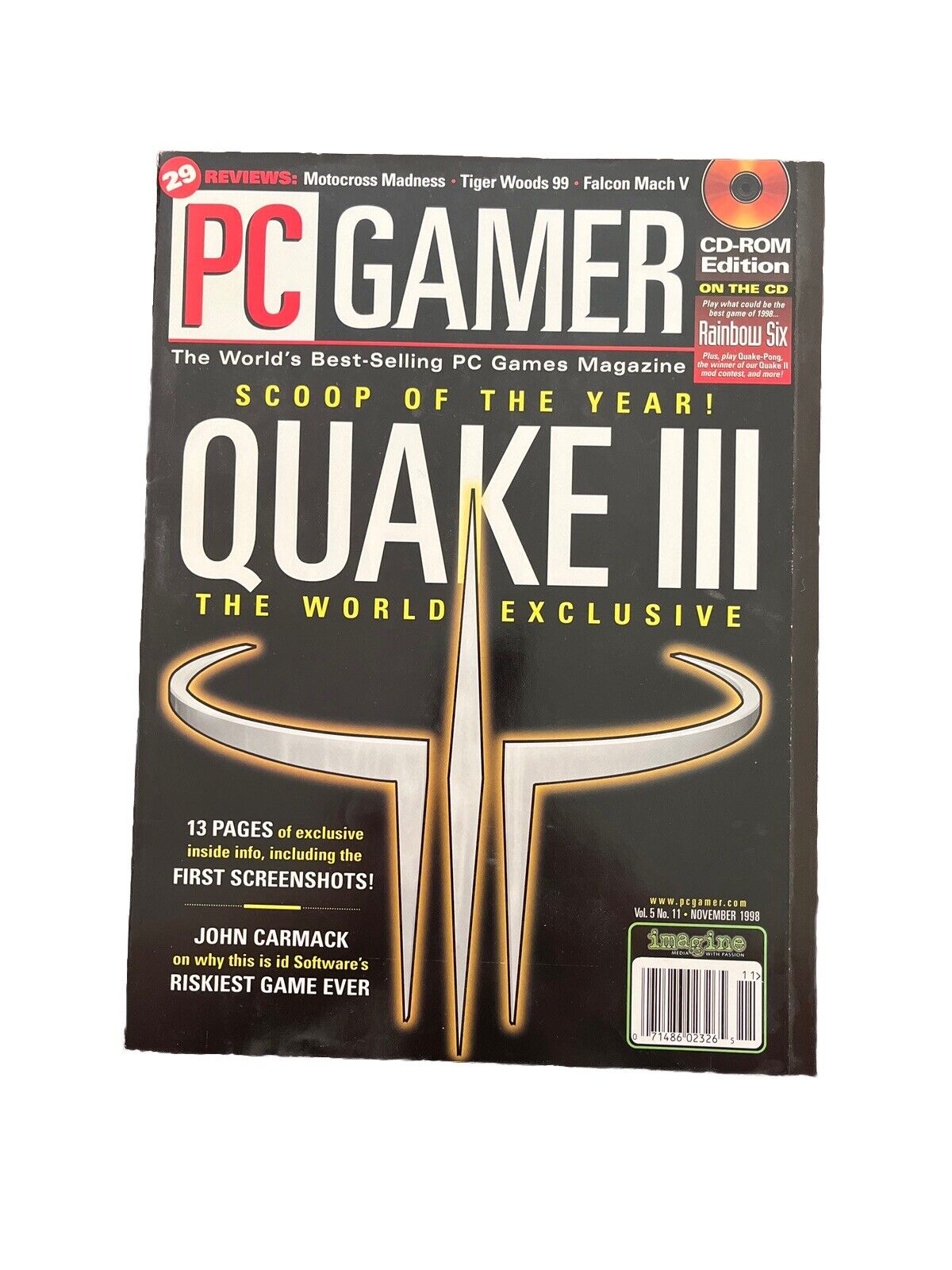 Vintage Collectable PC GAMER Magazine Vol.5 No.11 November 1998 - Quake III