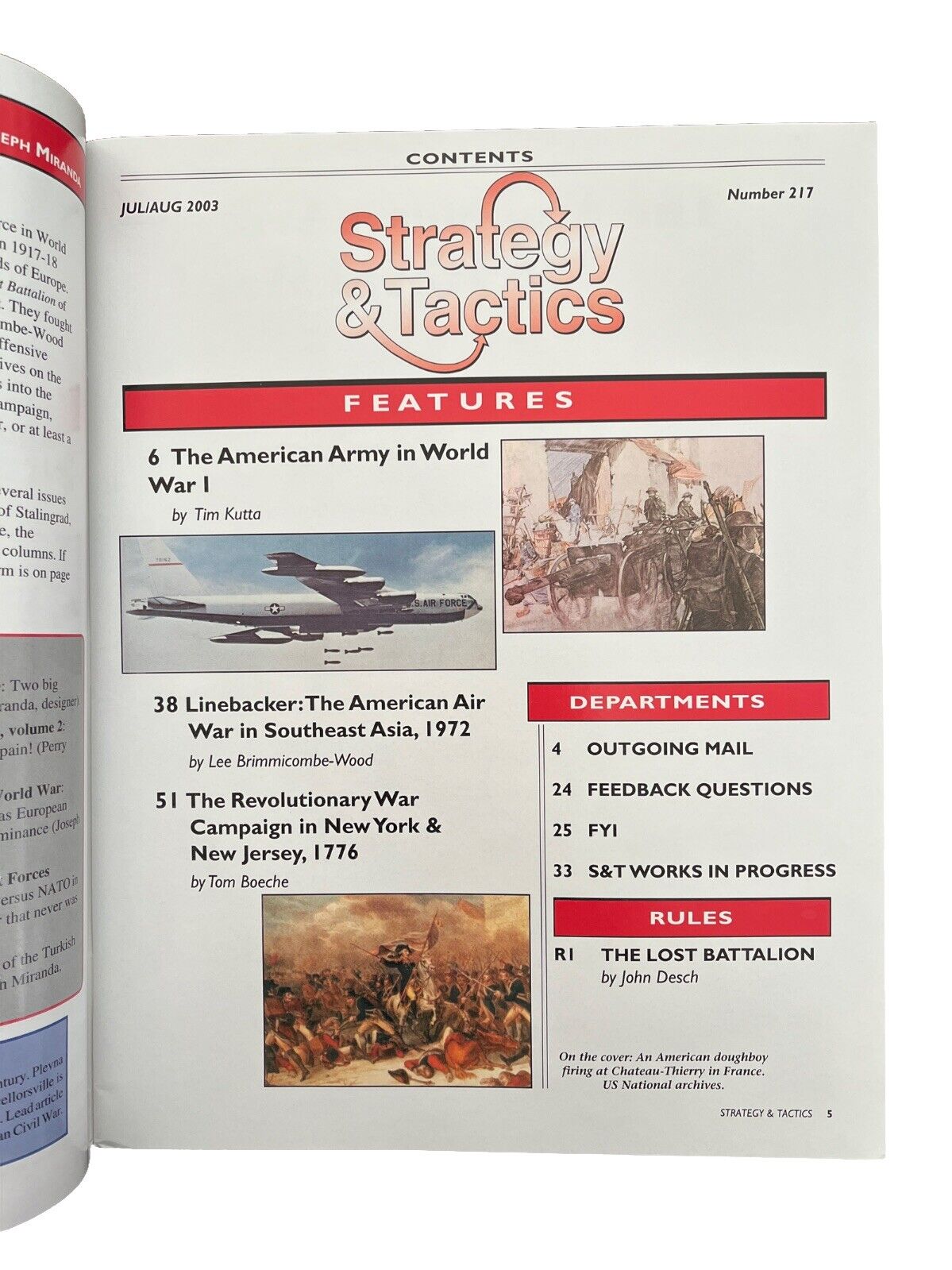 Strategy & Tactic Wargame Magazine #217 The American Army In WWI The Lost Battal