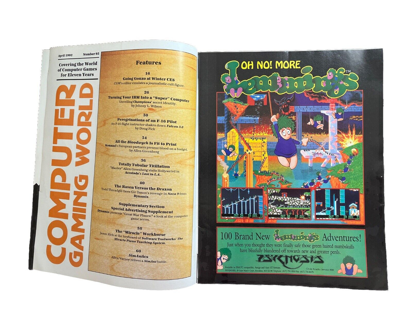 Computer Gaming World PC Game Magazine #93 April 1992 Hero Software’s Champions