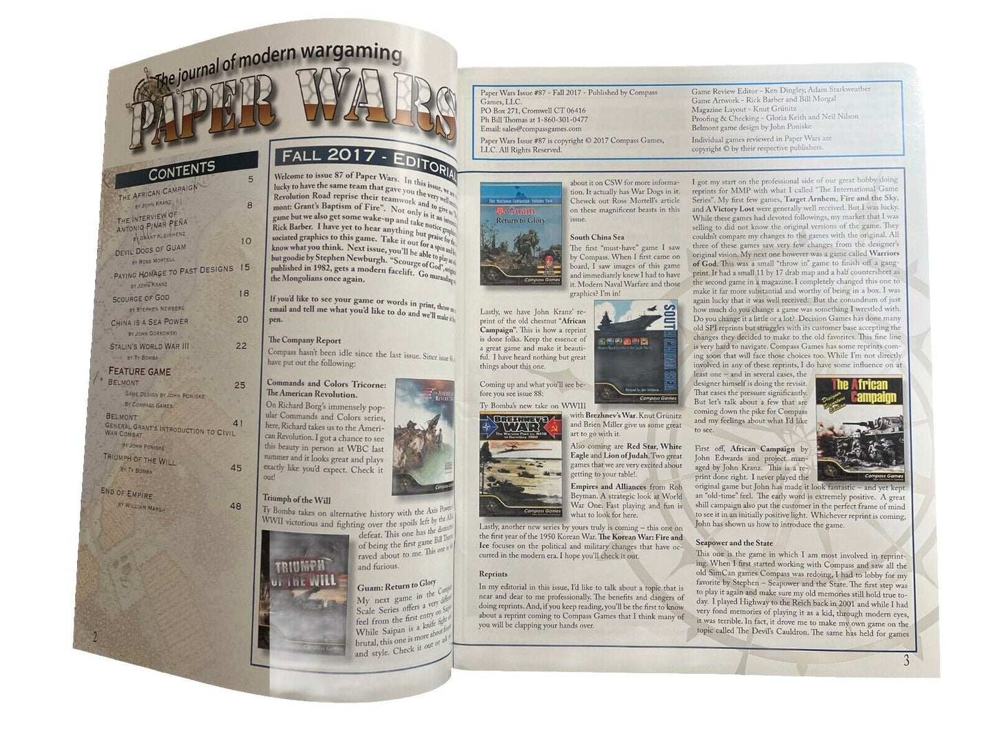 Compass Paper Wars Magazine With Complete Historical War Game #87 - Belmont