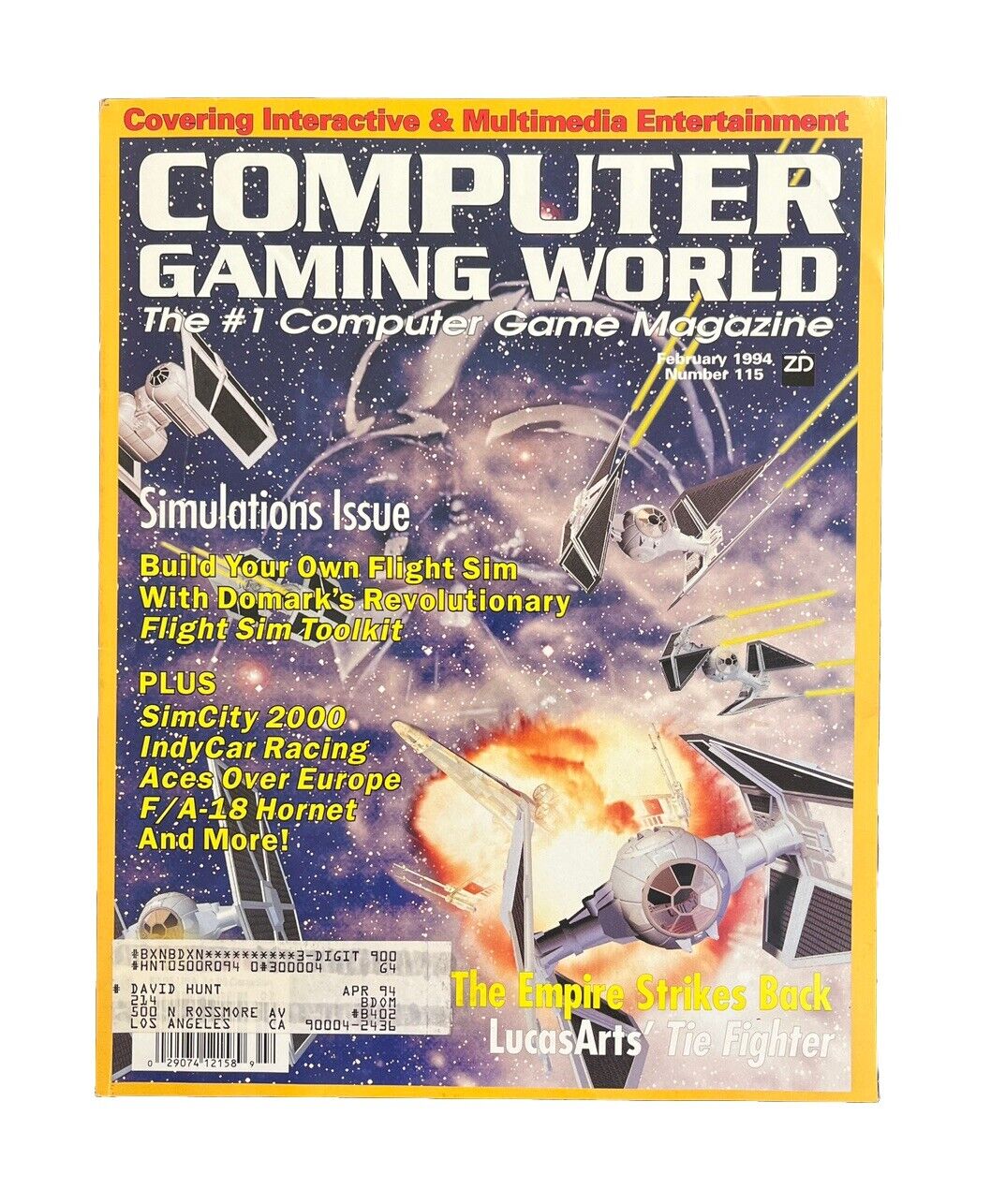 Computer Gaming World Mag #115 The Empire Strikes Back LucasArts’ Tie Fighter
