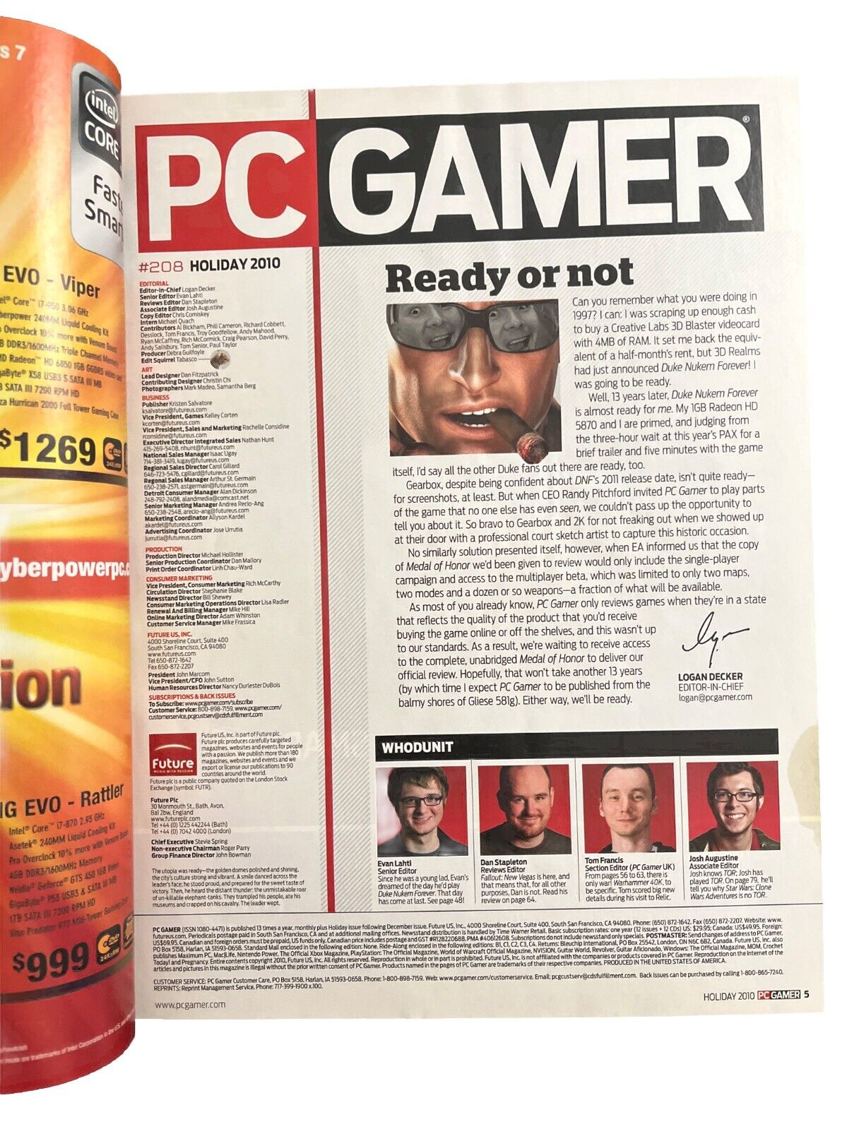 HOLIDAY 2010 PC GAMER #208 Vintage video game magazine - DUKE NUKEM Forever