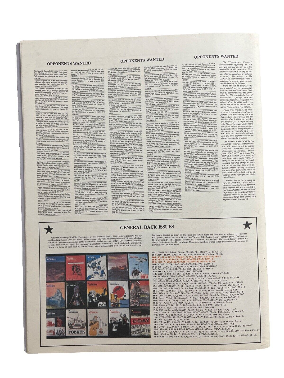 The Avalon Hill General Collectable Vintage Board Game Magazine Vol. 21 #3