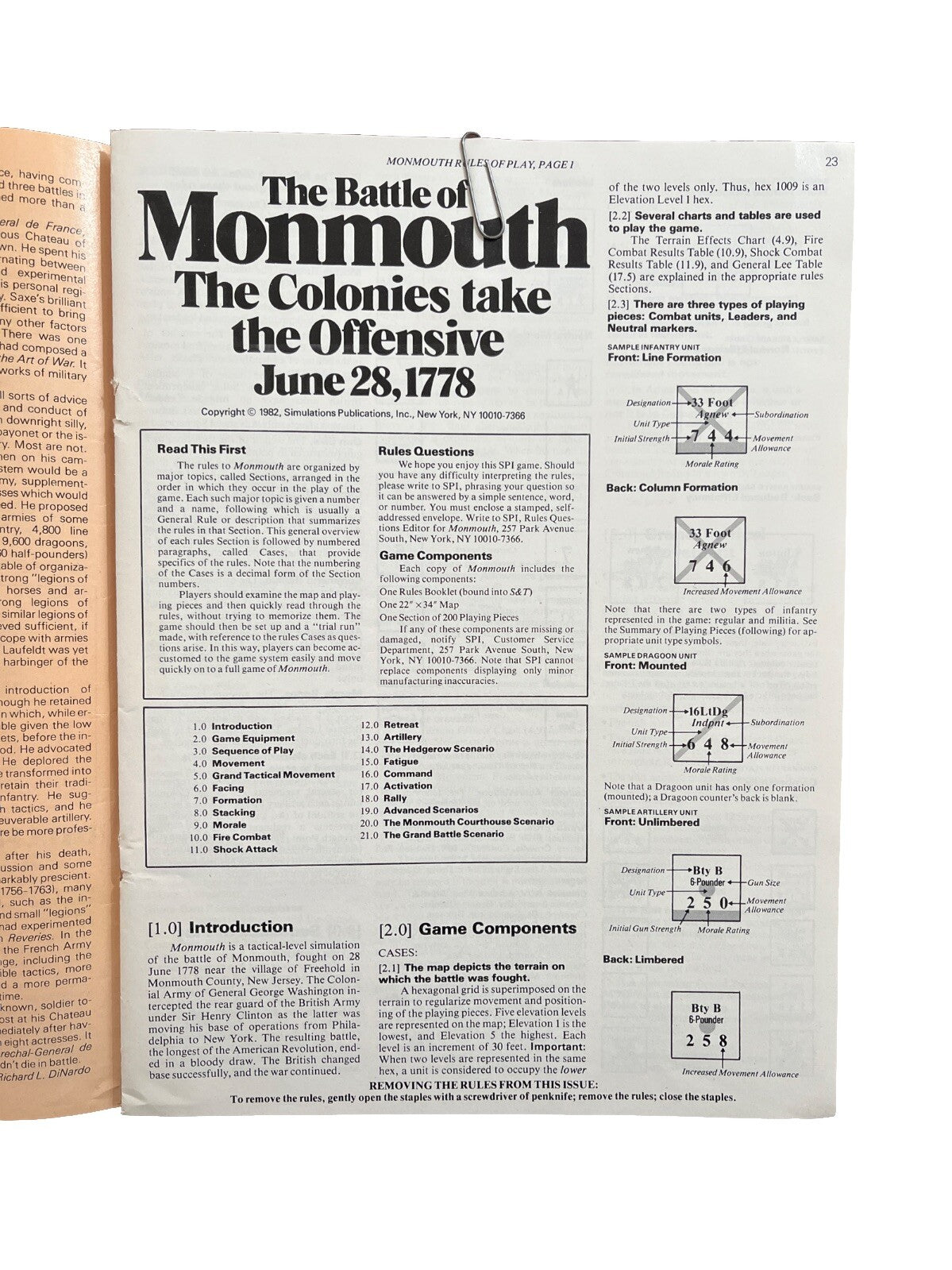 Strategy & Tactics Historical Wargame Magazine #90 The Battle Of Monmouth