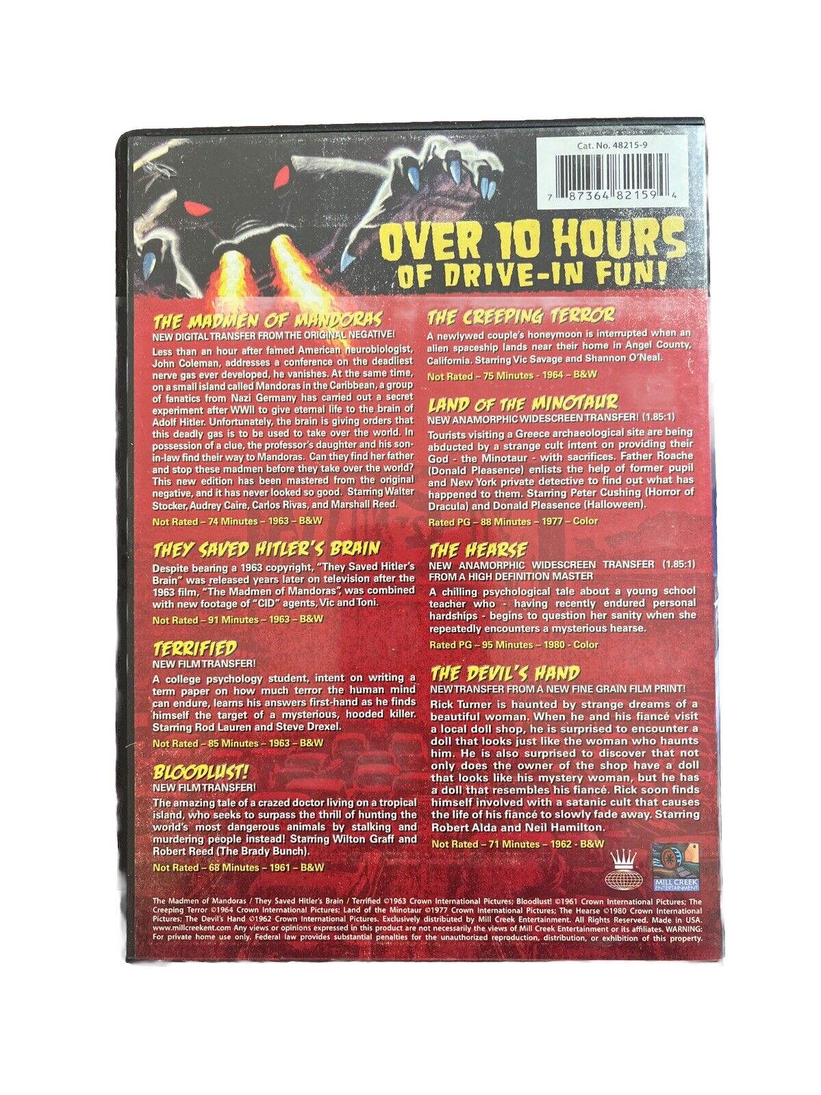 Drive-in Cult Classics Volume 2 DVD 4 Disc Set The Hearse Bloodlust Terrified