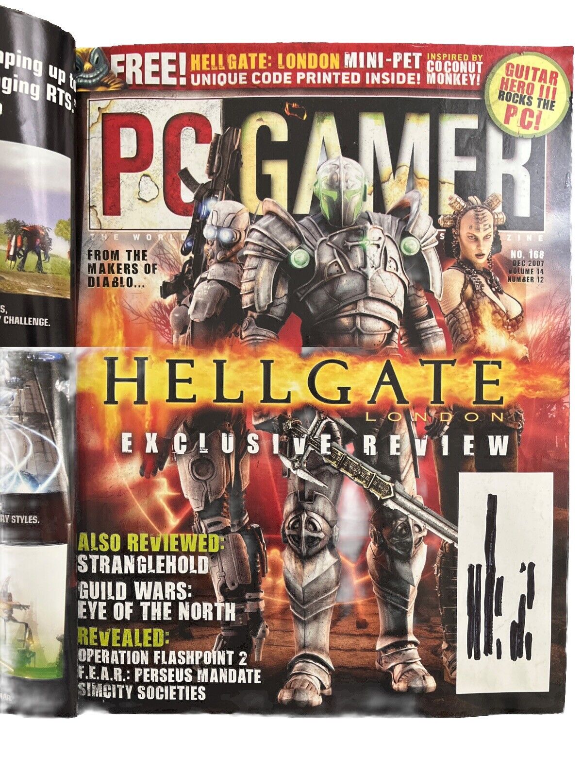 DECEMBER 2007 PC GAMER #168 Video game magazine - Hellgate London - Demo Disc