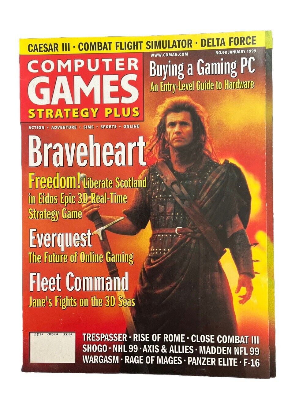 PC Computer Games Strategy Plus Magazine #98 January 1999 Braveheart